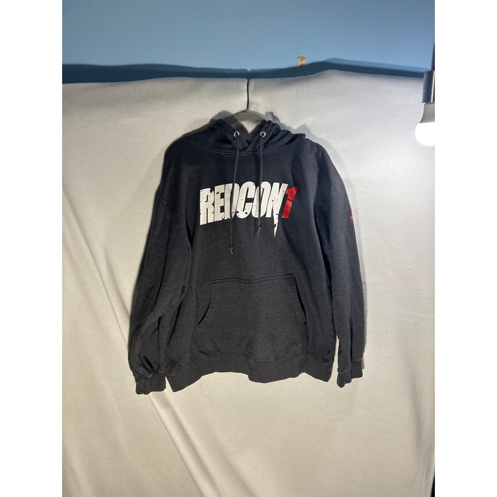 Redcon1 Hoodie Mens 2XL Charcoal Grey Gym Workout Pullover Sweatshirt Logo